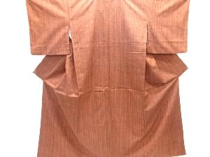 縞織り出し手織り紬着物